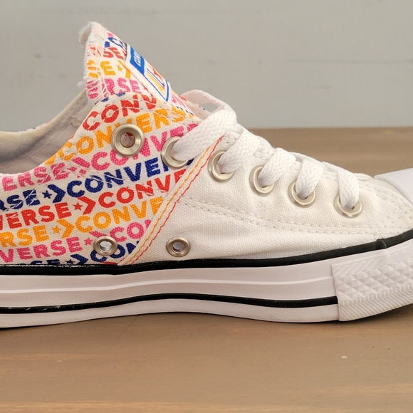 Converse Women's Madison Wordmark Canvas Sneakers, White/Orange/Pink Size 7 - Picture 3 of 8